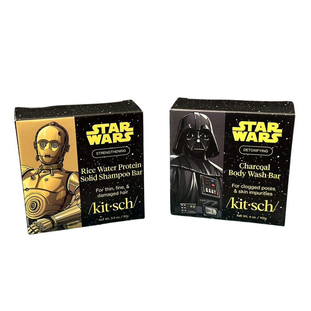 Kitsch X Star Wars Collab Charcoal Body Wash Bar & Rice Water Shampoo Bar New